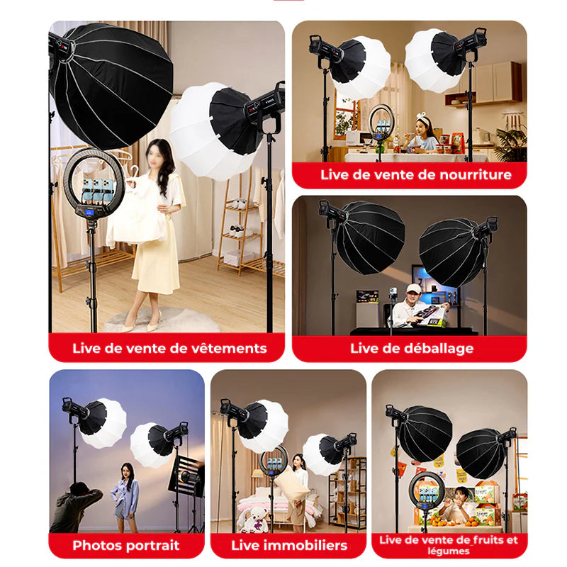 Kit d’Éclairage Pro — Projecteur LED + Softbox + Trépied + Télécommande | Lumière Studio pour Photo & Vidéo