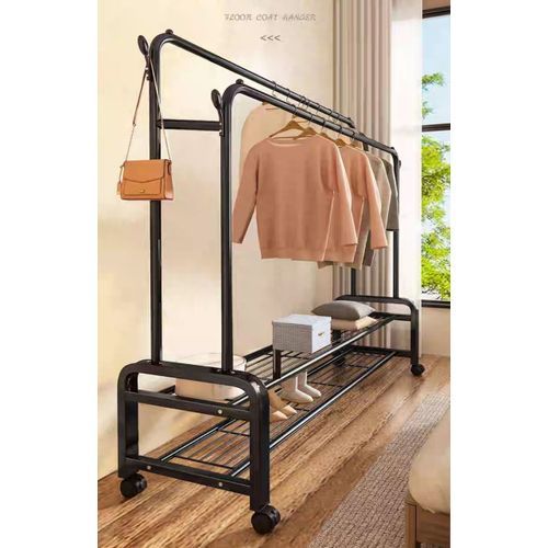 Etagère 2 En 1 Vêtements Et Chaussures avec roulettes