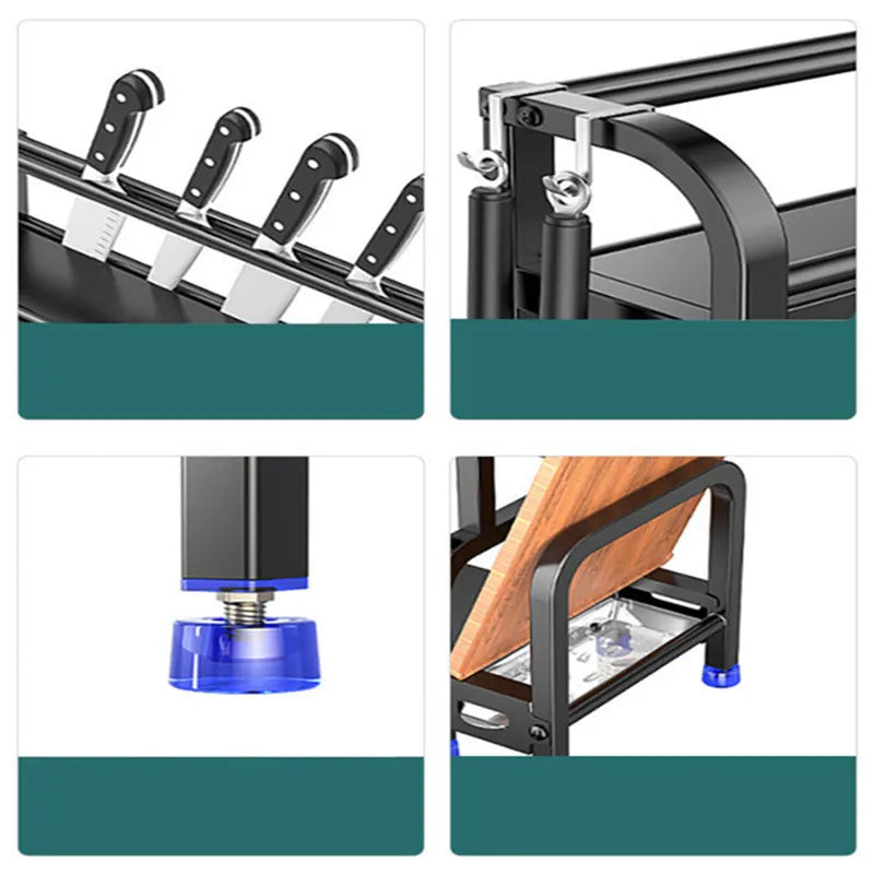 Étagère de rangement de cuisine multifonction en acier inoxydable