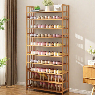 Étagère à chaussures en bois 10 niveaux - Solution de rangement élégante et pratique