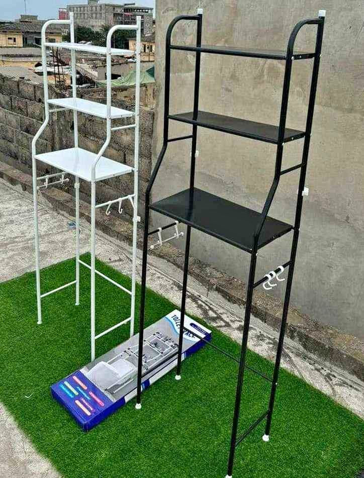 Support de rangement 3 niveaux pour toilettes et blanchisserie étagère en acier inoxydable salle de bain