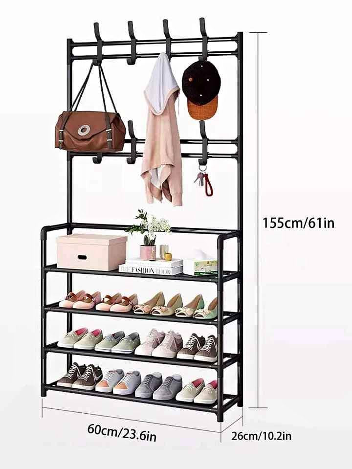 Étagère à Chaussures et porte Mentaux En Métal 04 Rangés