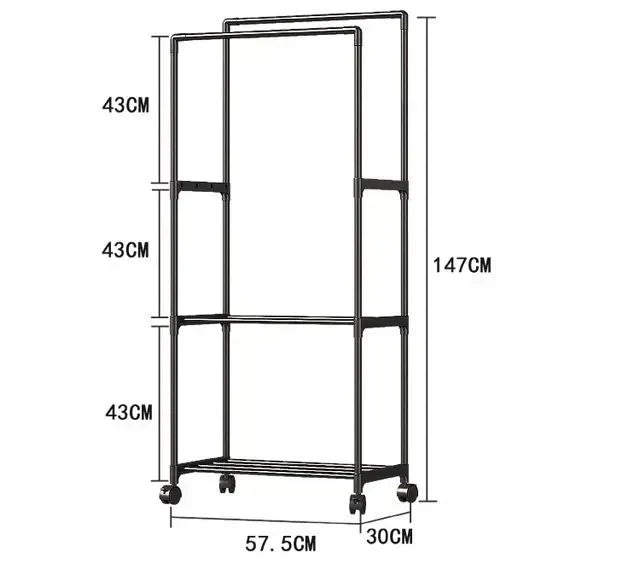 Porte-manteau et chaussures multifonction – Double barre organisatrice