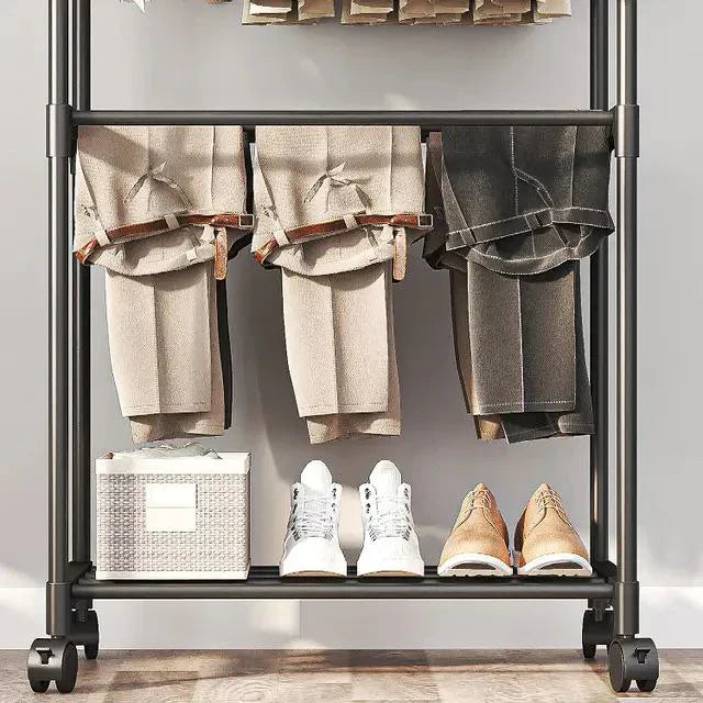 Porte-manteau et chaussures multifonction – Double barre organisatrice