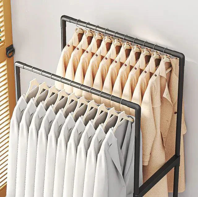 Porte-manteau et chaussures multifonction – Double barre organisatrice