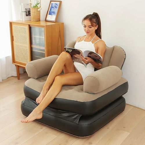 Fauteuil-Lit Gonflable 2-en-1  Confortable avec Accoudoirs - Le Repos Idéal !