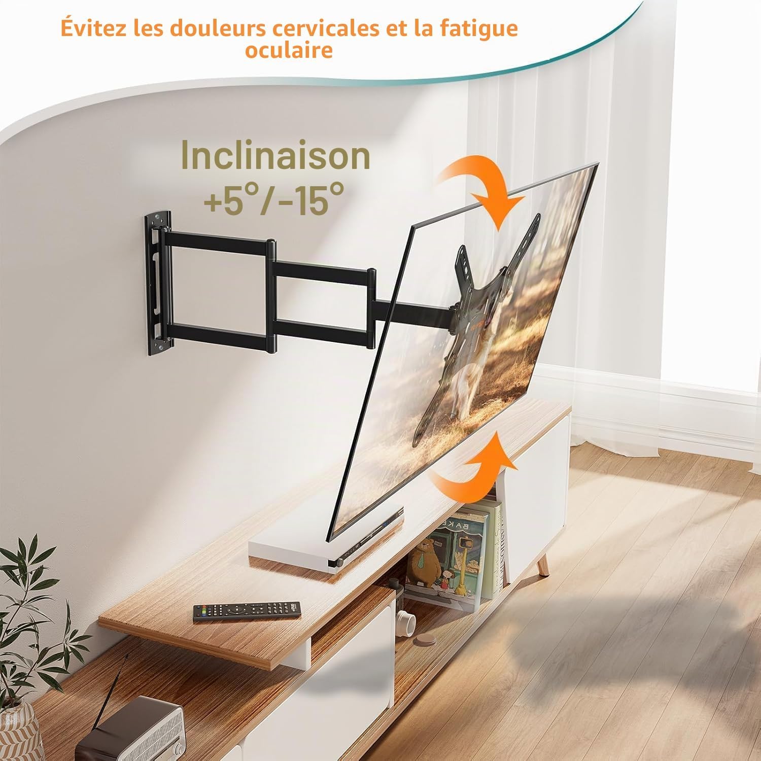 Support TV Mural Rotatif & Orientable 14 à 55 Pouces