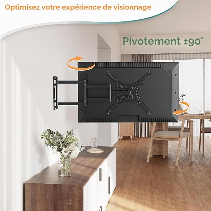 Support TV Mural Rotatif & Orientable 14 à 55 Pouces