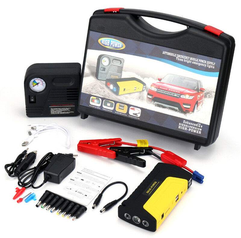 🔋 Booster de Batterie Voiture Multifonction Démarreur De Véhicule + Kit Compresseur