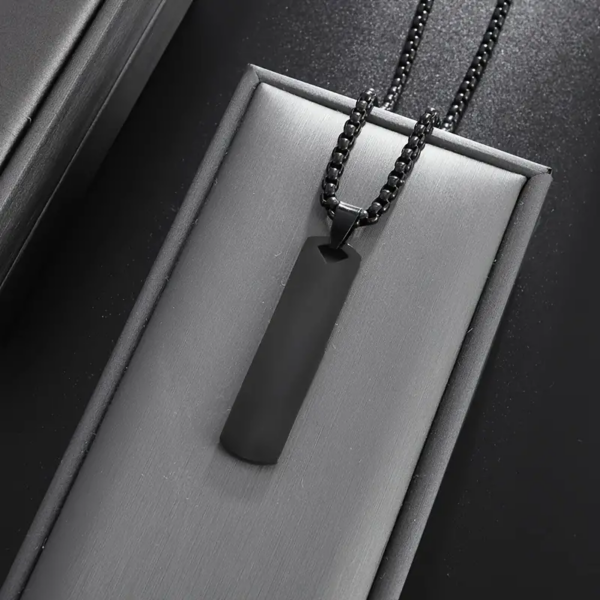 Collier homme en acier inoxydable, Qualité Premium, pendentif de barre rectangulaire