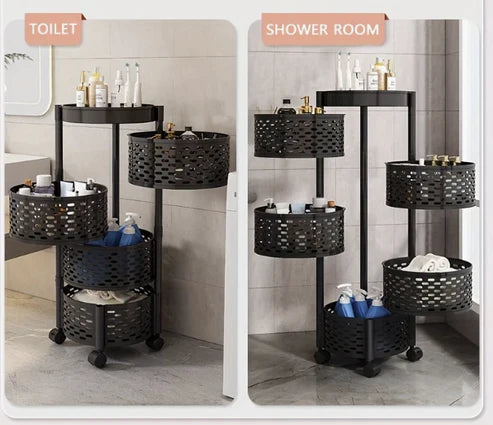 🛒 Chariot de Rangement Rotatif à 05 Étages avec Roulettes