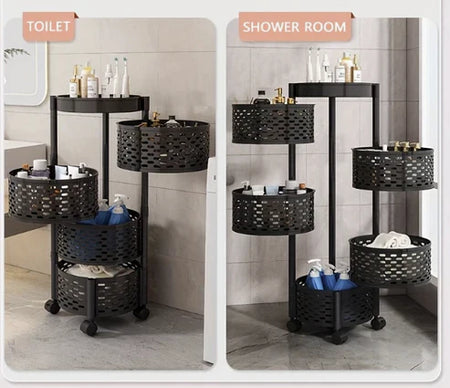 🛒 Chariot de Rangement Rotatif à 05 Étages avec Roulettes