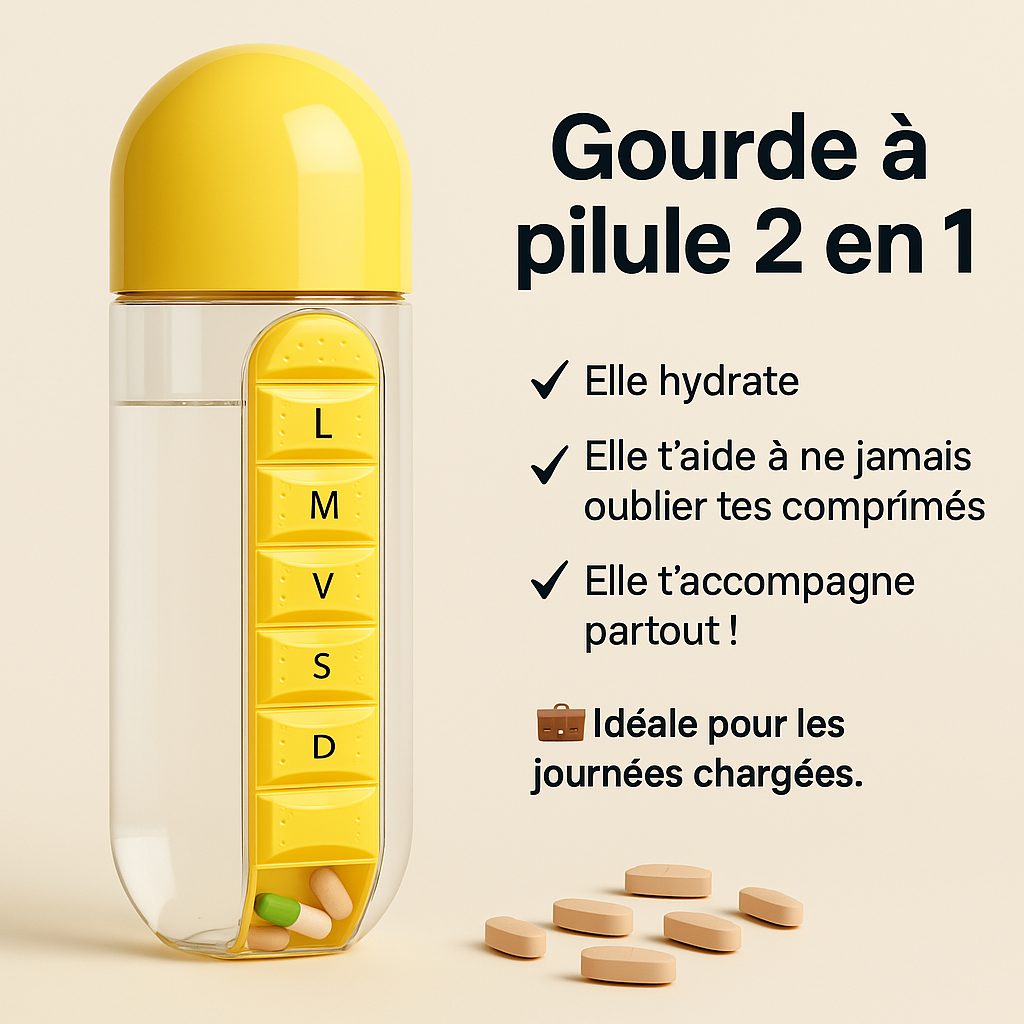 Gourde pilulier 2 en 1