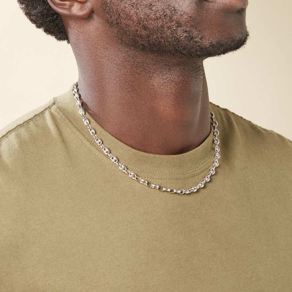 Collier élégant grain de café argenté