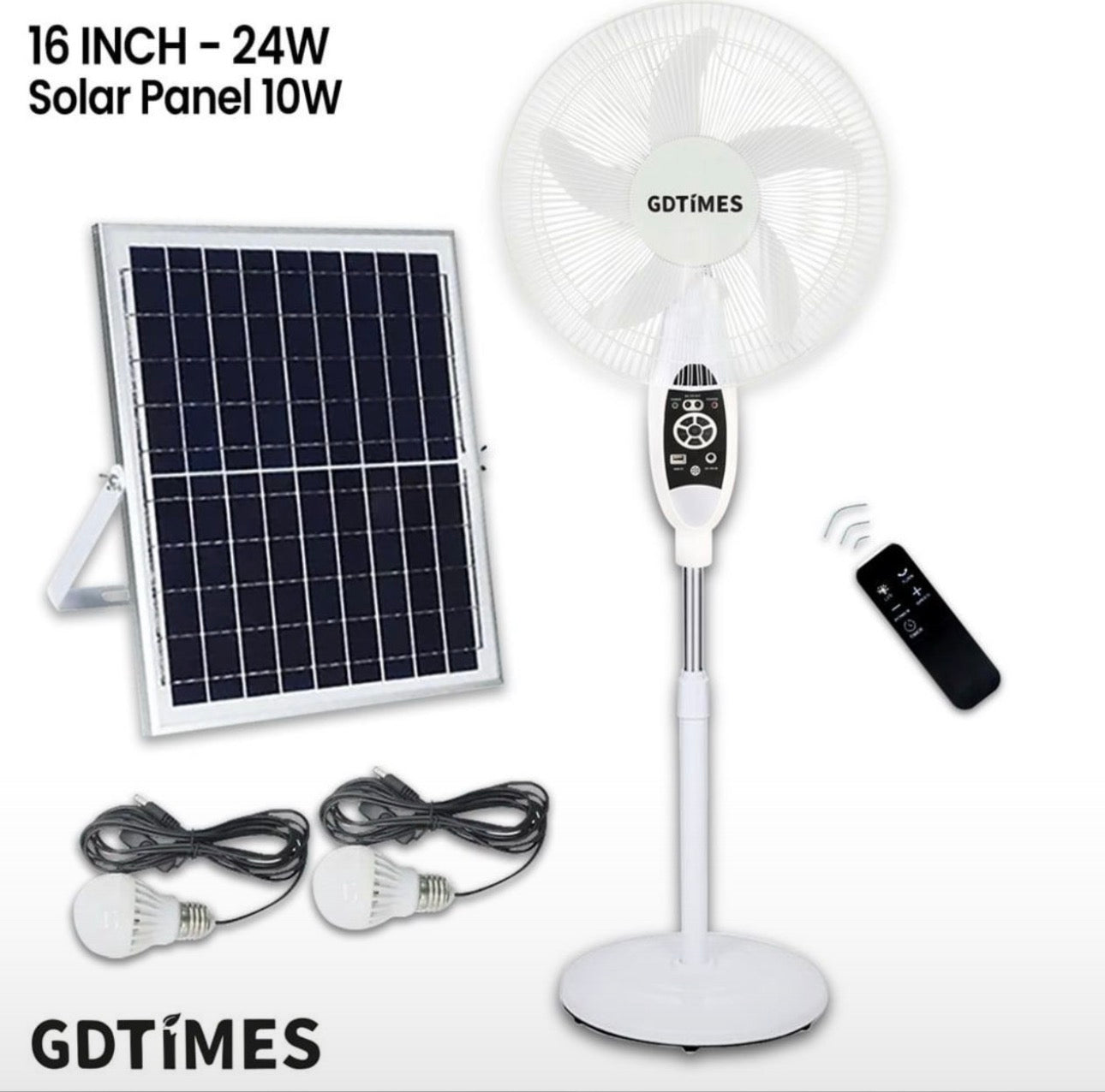 Ventilateur Solaire rechargeable avec 02 lampes