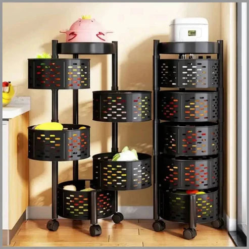 🛒 Chariot de Rangement Rotatif à 05 Étages avec Roulettes
