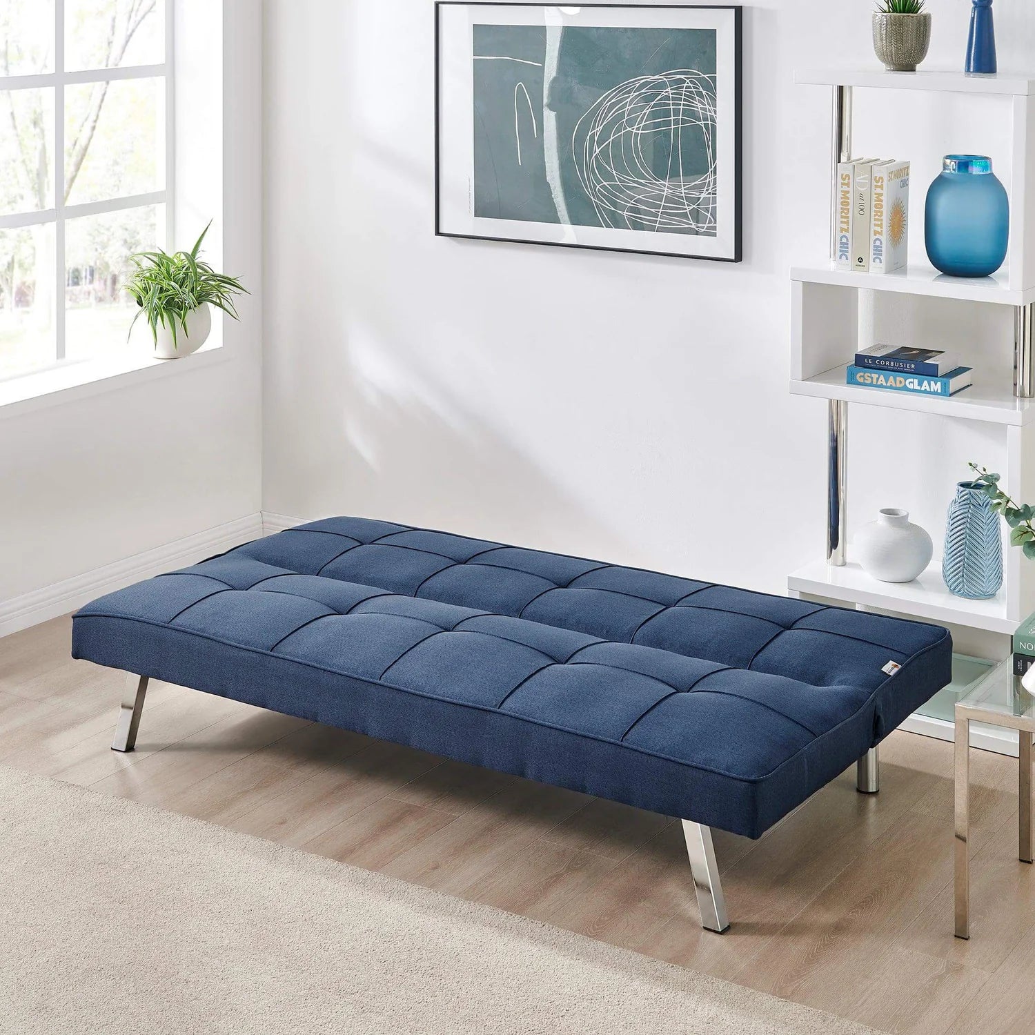 Canapé convertible en lit 2 places en tissu clic-clac pour chambre et bureau