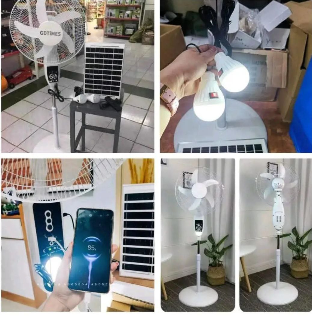 Ventilateur Solaire rechargeable avec 02 lampes
