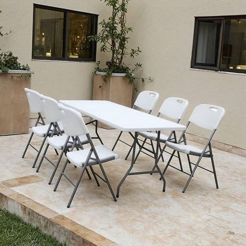 Table 1m80 et chaises modernes en plastique Polyéthylène Haute Densité pliable