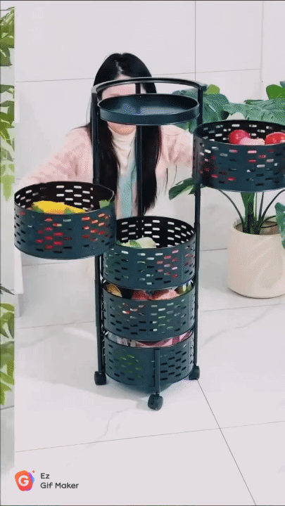 🛒 Chariot de Rangement Rotatif à 05 Étages avec Roulettes